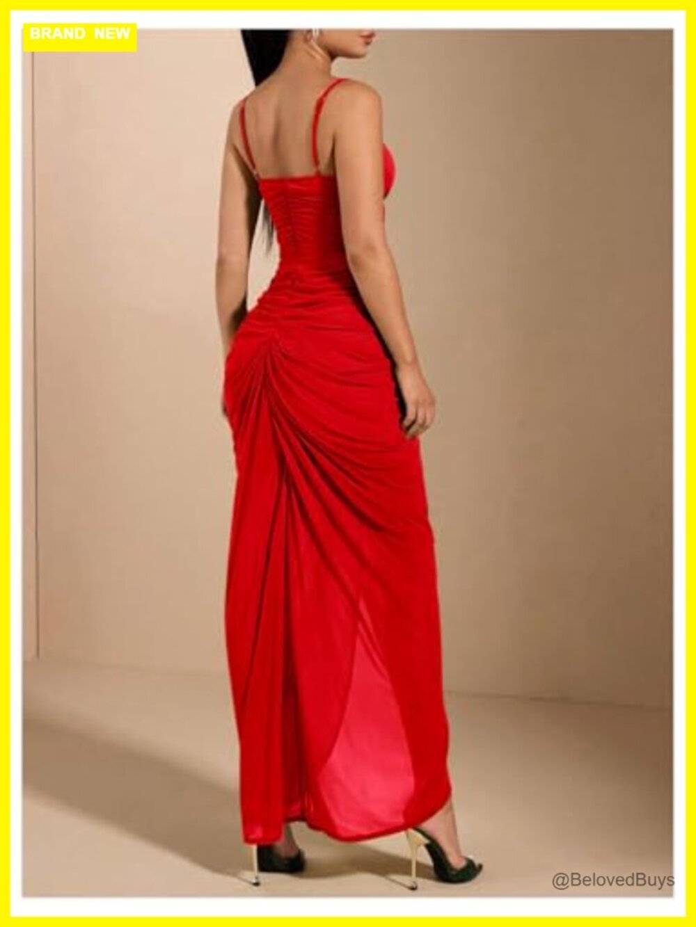 Floerns Ruffle Ruched Cami Maxi Bodycon Dress Formal Cocktail - Picture 2 of 4